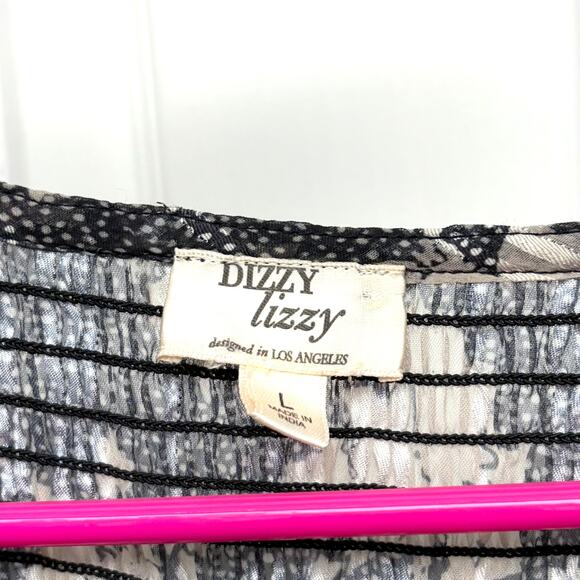 Dizzy Lizzy Midi Dress, Black and Cream, Smocked Waist, NWOT, Size L - Picture 2 of 6